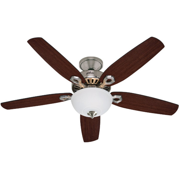 Hunter Builder Deluxe 52 In. Brushed Nickel Ceiling Fan with Light Kit 53090