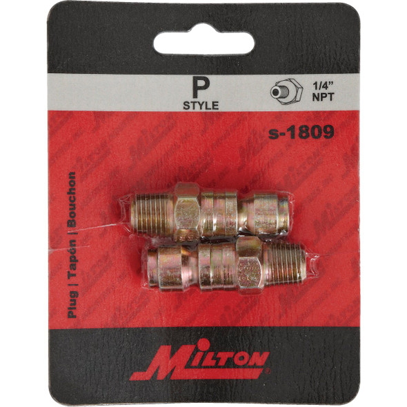 Milton P-Style 1/4" MNPT Plug (2-Pack) Milton P-Style 1/4" MNPT Plug (2-Pack)