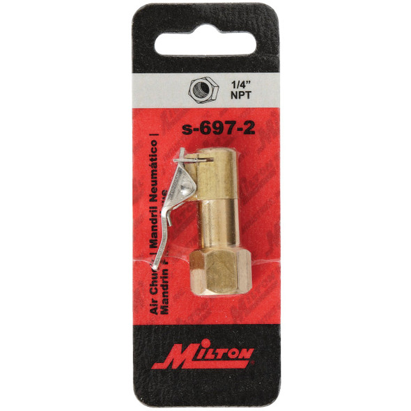 Milton 1-4 In. FNPT 150 psi Euro Style Hose Barb Air Chuck S-697-2 570353