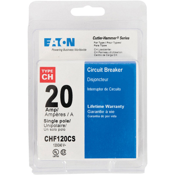 Eaton CHF 20A Single-Pole Standard Trip Circuit Breaker CHF120CS 500742