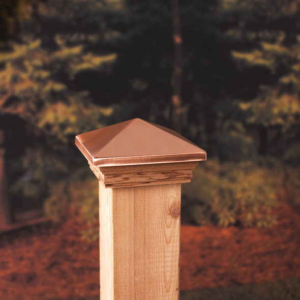 Deckorators 4 In. x 4 In. Plastic Top, Cedar Base Press-On Post Cap 72295 160201