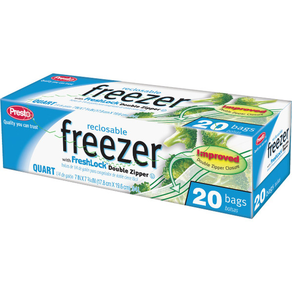 Presto 1 Qt. Reclosable Double Zipper Freezer Bag (20 Count) C003710S