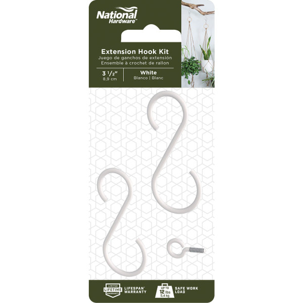 National Hardware 3-1/2 In. White Steel Extension Hook Kit N275-131