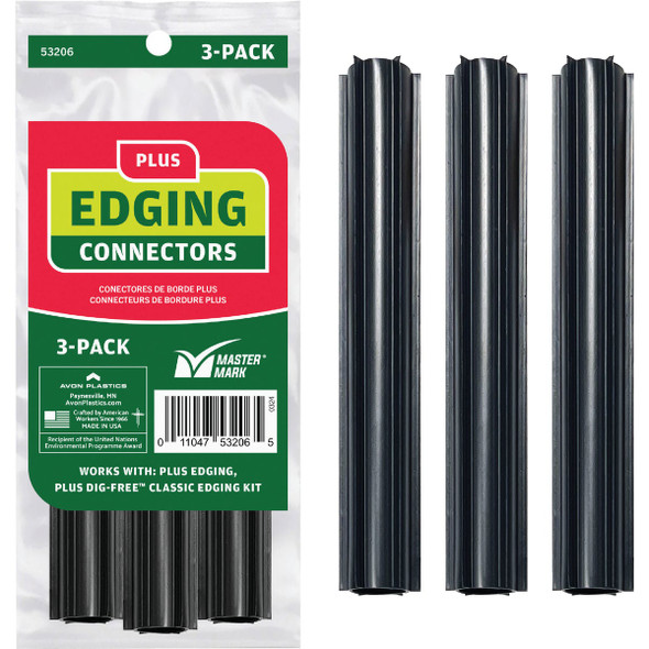 Master Mark Plus Straight Black Plastic Lawn Edging Coupler (3-Pack) 53206