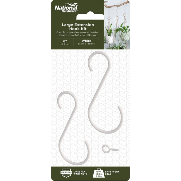 National Hardware 6 In. White Steel Extension Hook Kit N275-164 702639