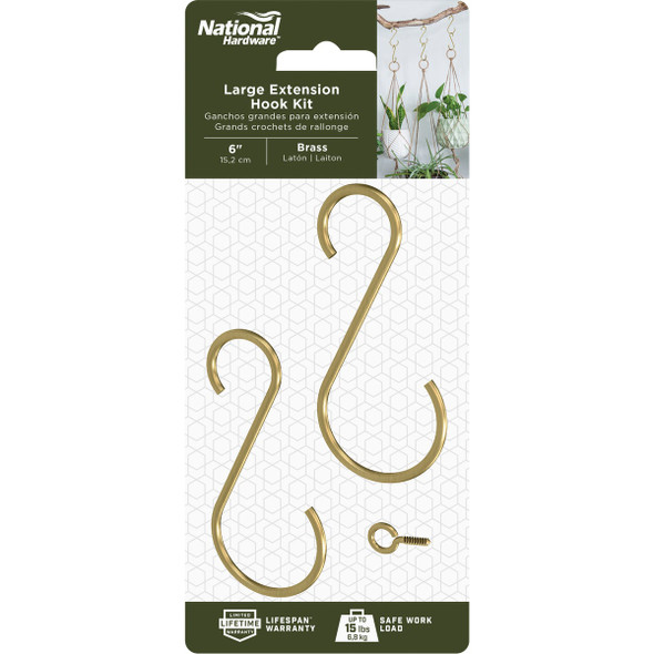 National Hardware 6 In. Brass Steel Extension Hook Kit N275-172 702712