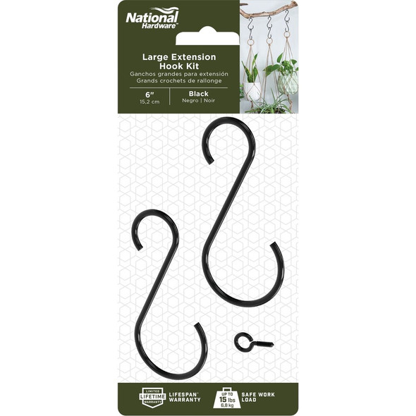 National Hardware 6 In. Black Steel Extension Hook Kit N275-180 702660