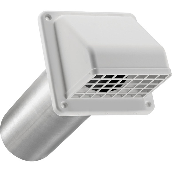 Lambro 4 In. White Plastic Wall Exhaust Hood Vent 224WS