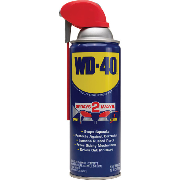 WD-40 12 Oz. Aerosol Multi-Purpose Lubricant with Smart Straw 490057 570253