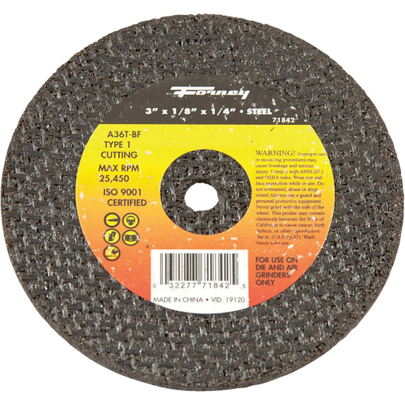 Forney Type 1 3 In. x 1/8 In. x 1/4 In. Steel Cut-Off Wheel 71842
