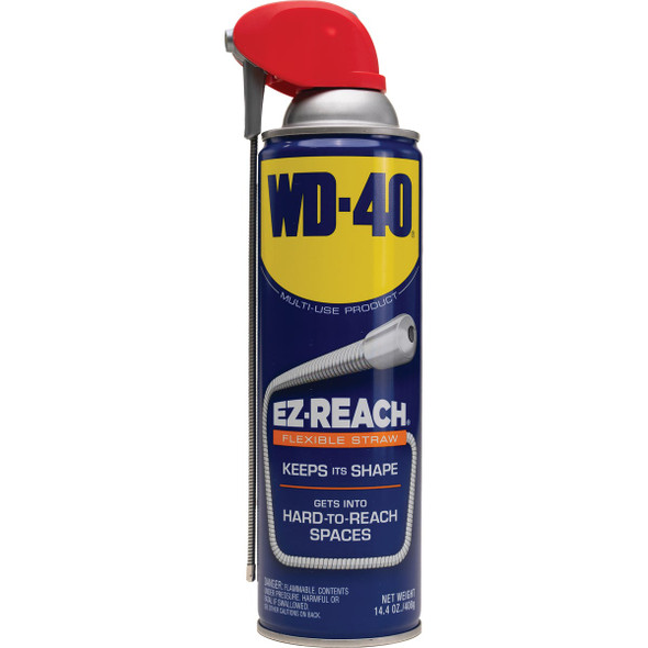 WD-40 14.4 Oz. Aerosol Multi-Purpose Lubricant with EZ Reach 8 In. Metal Straw