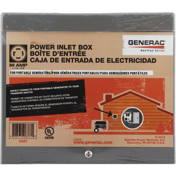 Generac 30A Generator Power Inlet Box 6337 500572