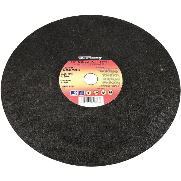 Forney Type 1 14 In. x 3/32 In. x 1 In. Steel Cut-Off Wheel 71866 Forney Type 1 14 In. x 3/32 In. x 1 In. Steel Cut-Off Wheel 71866