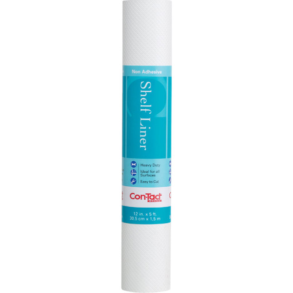 Con-Tact 12 In. x 5 Ft. White Non-Adhesive Shelf Liner Con-Tact 12 In. x 5 Ft. White Non-Adhesive Shelf Liner