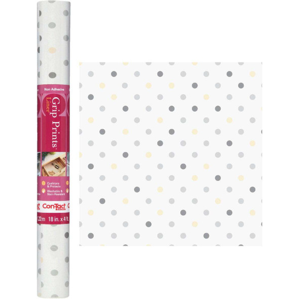 Con-Tact Grip Print 18 In. x 4 Ft. Dottie Gray Non-Adhesive Shelf Liner