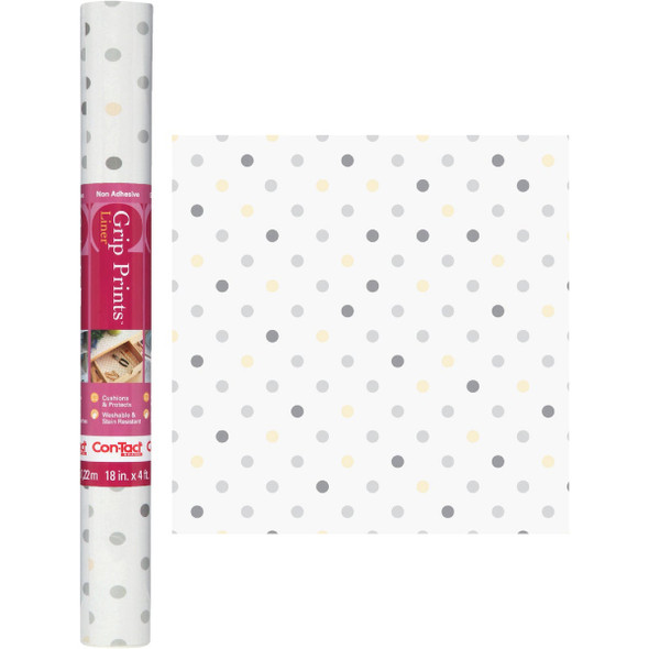 Con-Tact Grip Print 18 In. x 4 Ft. Dottie Gray Non-Adhesive Shelf Liner