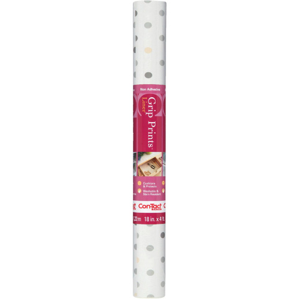 Con-Tact Grip Print 18 In. x 4 Ft. Dottie Gray Non-Adhesive Shelf Liner