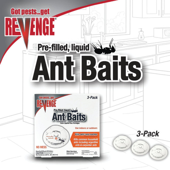 REVENGE Liquid Ant Bait Stations (3-Pack) 45100 702079