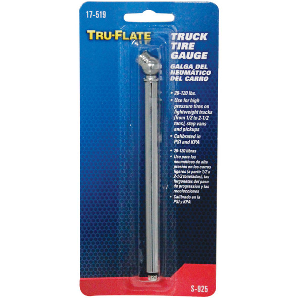 Tru-Flate 20-120 psi Chrome-Plated Truck Tire Gauge 17-519 583510