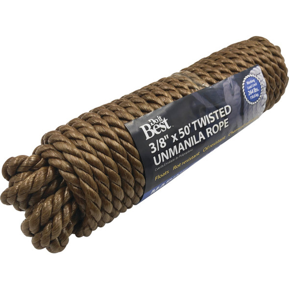 Do it Best 3/8 In. x 50 Ft. Natural Twisted Unmanila Polypropylene Packaged Rope Do it Best 3/8 In. x 50 Ft. Natural Twisted Unmanila Polypropylene Packaged Rope