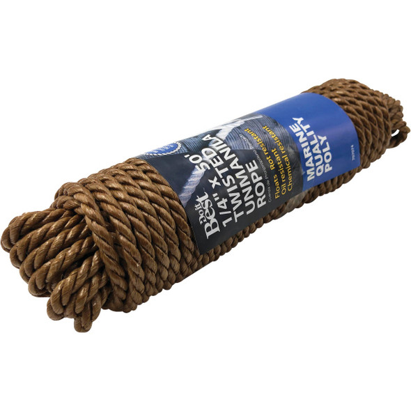 Do it Best 1-4 In. x 50 Ft. Natural Twisted Unmanila Polypropylene Packaged Rope 707074 707074