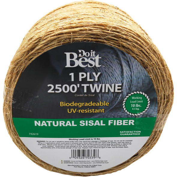 Do it Best 1-Ply x 2500 Ft. Tan Sisal Fiber Twine 742619