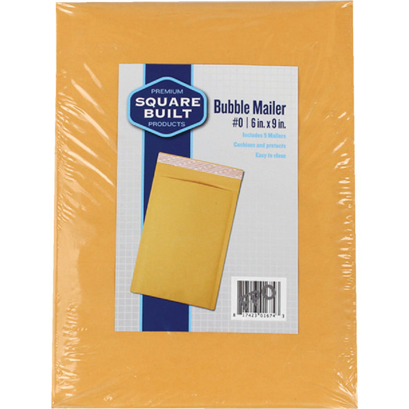 Square Built 6 In. x 9 In. #0 Bubble Mailer (5-Pack) SBA05BM