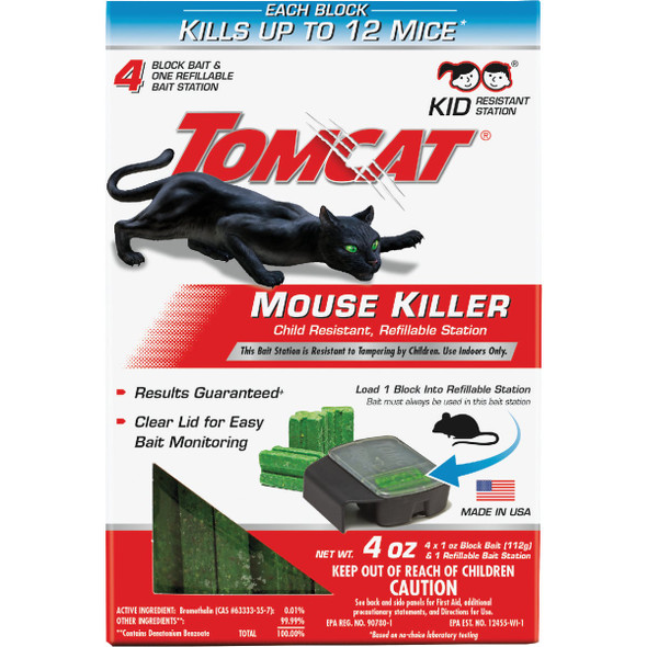 TOMCAT Refillable Bait Station Mouse Killer (4-Refill)