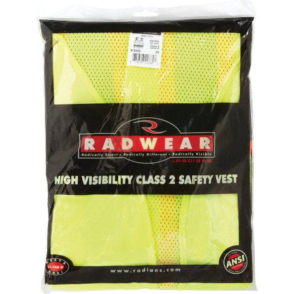 Radians Rad Wear ANSI Class 2 Hi Vis Green Safety Vest, 2XL Radians Rad Wear ANSI Class 2 Hi Vis Green Safety Vest, 2XL