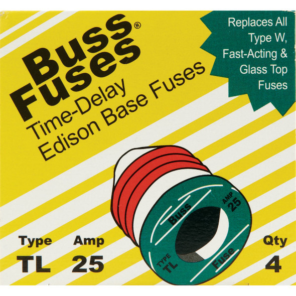 Bussmann 25A TL Time-Delay Plug Fuse (4-Pack) Bussmann 25A TL Time-Delay Plug Fuse (4-Pack)