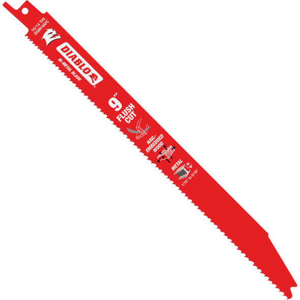 Diablo 9 In. 10/14 TPI Bi-Metal Flush Cut Reciprocating Saw Blade (2-Pack)
