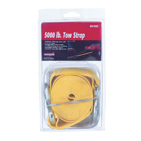 Erickson 2 In. x 15 Ft. 2500 Lb. Polyester Tow Strap with Hooks, Yellow 01002