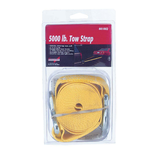 Erickson 2 In. x 15 Ft. 2500 Lb. Polyester Tow Strap with Hooks, Yellow 01002