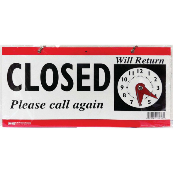 Hy-Ko Plastic Sign, Open/Closed Clock CL-1 Pack of 3
