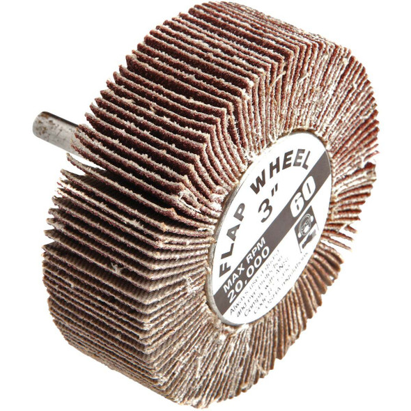 Forney 3 In. x 1/4 In. 60 Grit Shank Mounted Flap Sanding Wheel 60181