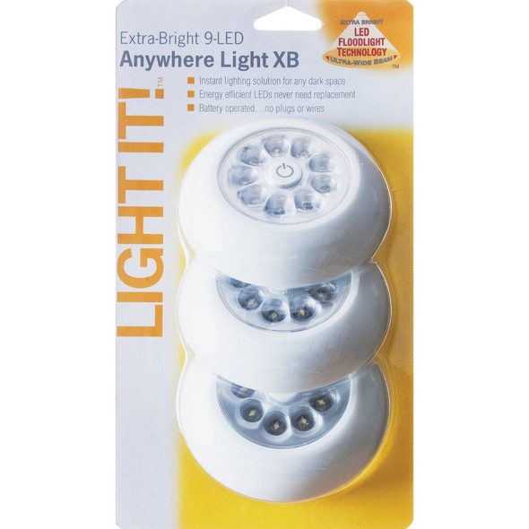 Light It 9-Bulb White LED Battery Tap Light (3-Pack) 30016-308 500478