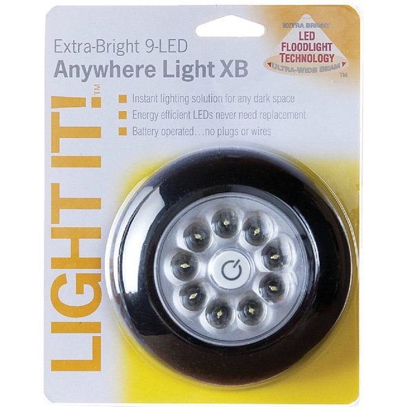 Light It 9-Bulb Black LED Battery Tap Light 30015-303 500495