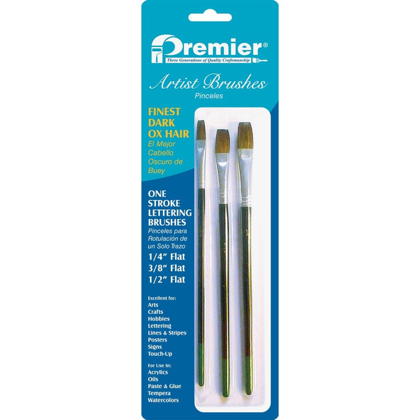 Premier Assorted Dark Ox Hair Artist Brushes (3 Pieces) AR10106 772242
