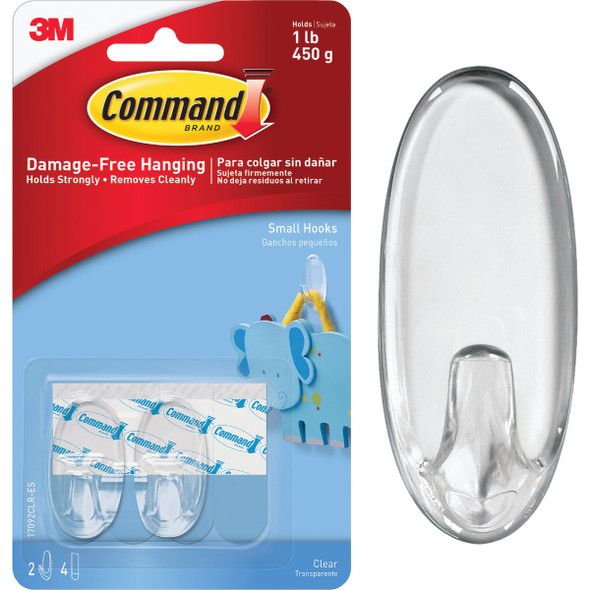 Command Clear Small Hooks, 2 Hooks, 4 Strips 17092CLR-ES-2PK