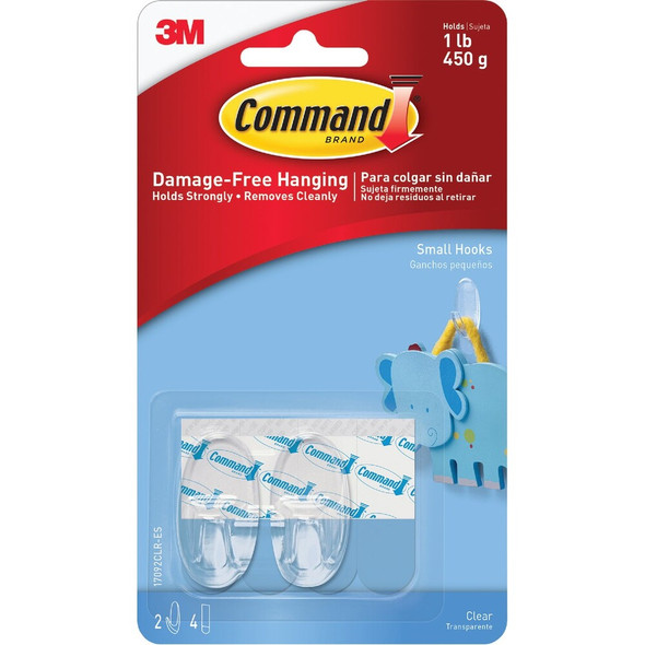 Command Clear Small Hooks, 2 Hooks, 4 Strips 17092CLR-ES-2PK 241562