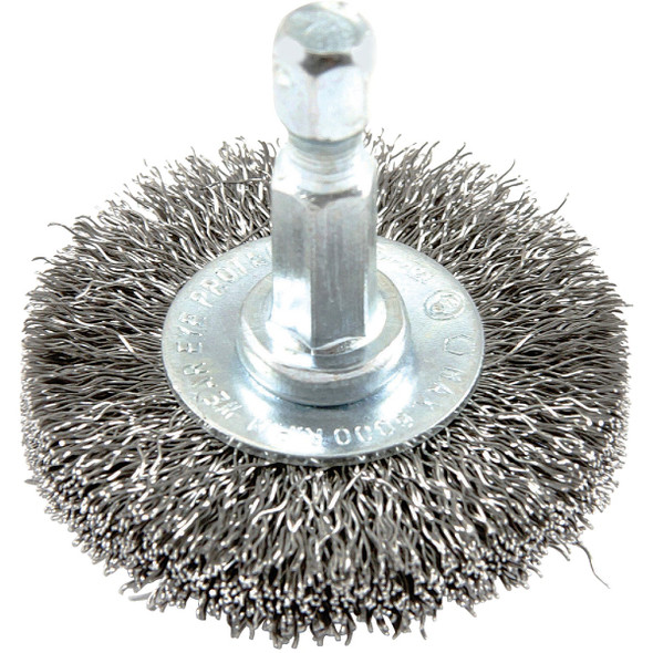 Forney 1-1/2 In. Hex Crimped, Fine Drill-Mounted Wire Wheel 72726