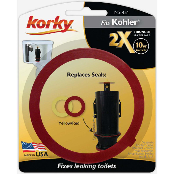 Korky 2X Long Life Toilet Flush Valve Seal Fits Kohler 451BP