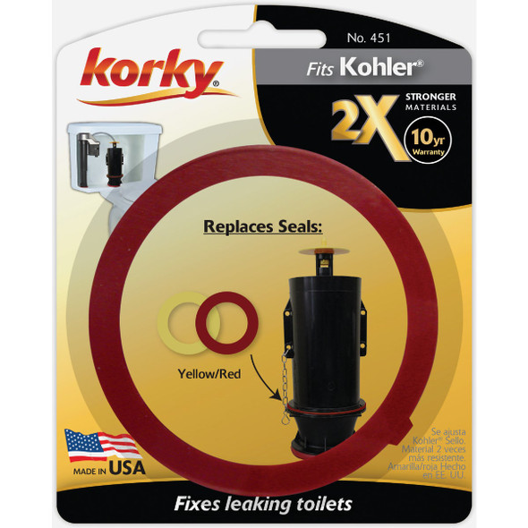 Korky 2X Long Life Toilet Flush Valve Seal Fits Kohler 451BP