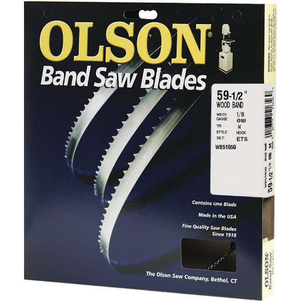 Olson 59-1/2 In. x 1/8 In. 14 TPI Hook Wood Cutting Band Saw Blade WB51659DB