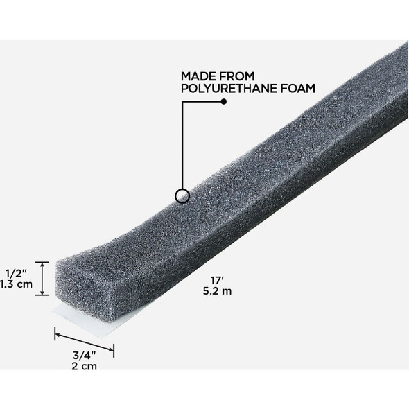 M-D Building Products 3/4" W x 1/2" H x 17' L Gray Economy Foam Window Seal for Ex-Large Gaps