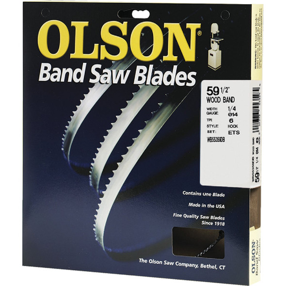 Olson 59-1/2 In. x 1/4 In. 6 TPI Hook Wood Cutting Band Saw Blade WB55359DB