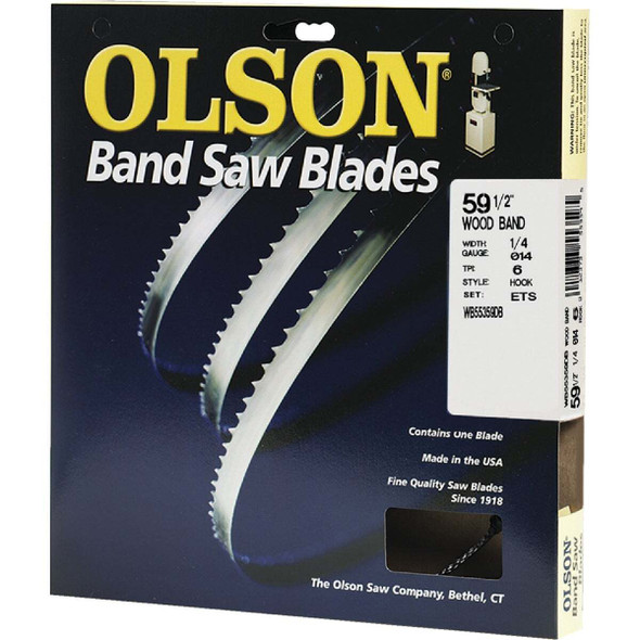 Olson 59-1/2 In. x 1/4 In. 6 TPI Hook Wood Cutting Band Saw Blade WB55359DB