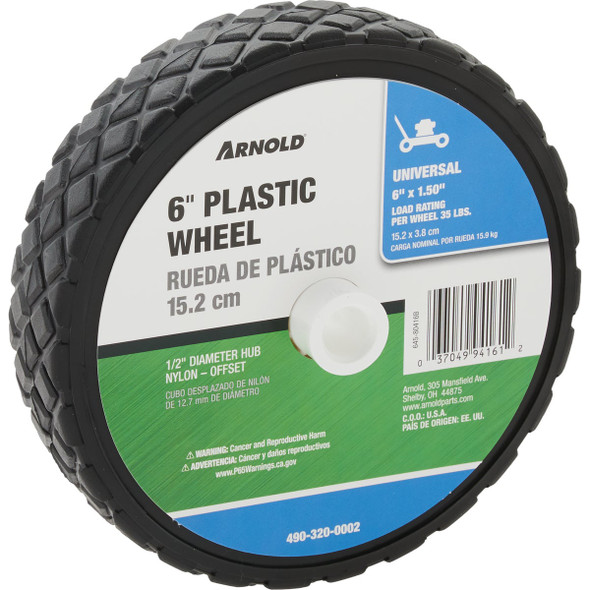 Arnold 6 In. Diamond Tread Offset Hub Wheel 490-320-0002 Arnold 6 In. Diamond Tread Offset Hub Wheel 490-320-0002