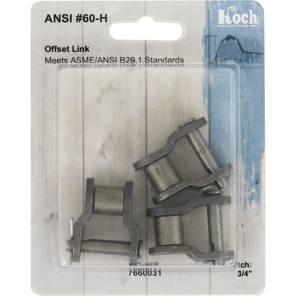 Koch #60 Heavy Duty Offset Roller Chain Link (3-Pack)
