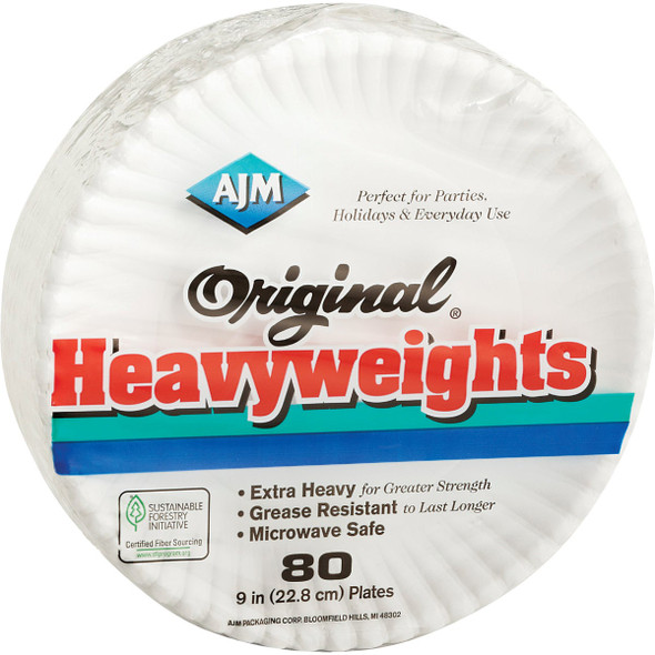 AJM 9 In. Original Heavyweights Paper Plates (80-Count) OH9AJFWH AJM 9 In. Original Heavyweights Paper Plates (80-Count) OH9AJFWH
